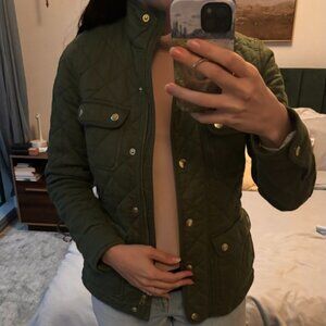 Green J Crew Quilted Military Jacket